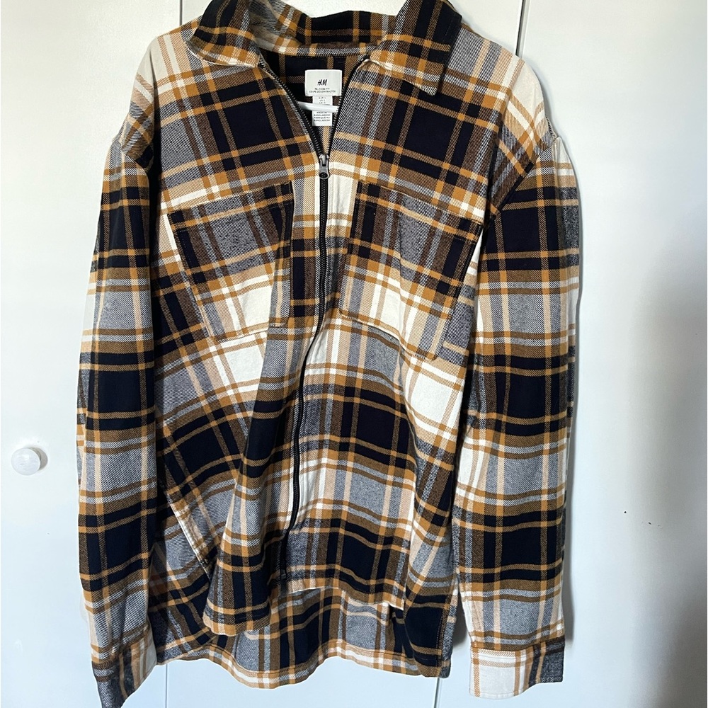 H&M Gold and Black Lightweight Shirt Jacket